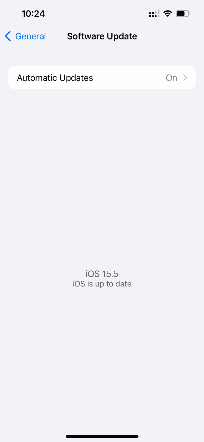 Certifique-se de que o iOS esteja atualizado. Corrigir um erro ao carregar uma versão de alta qualidade desta foto no iPhone