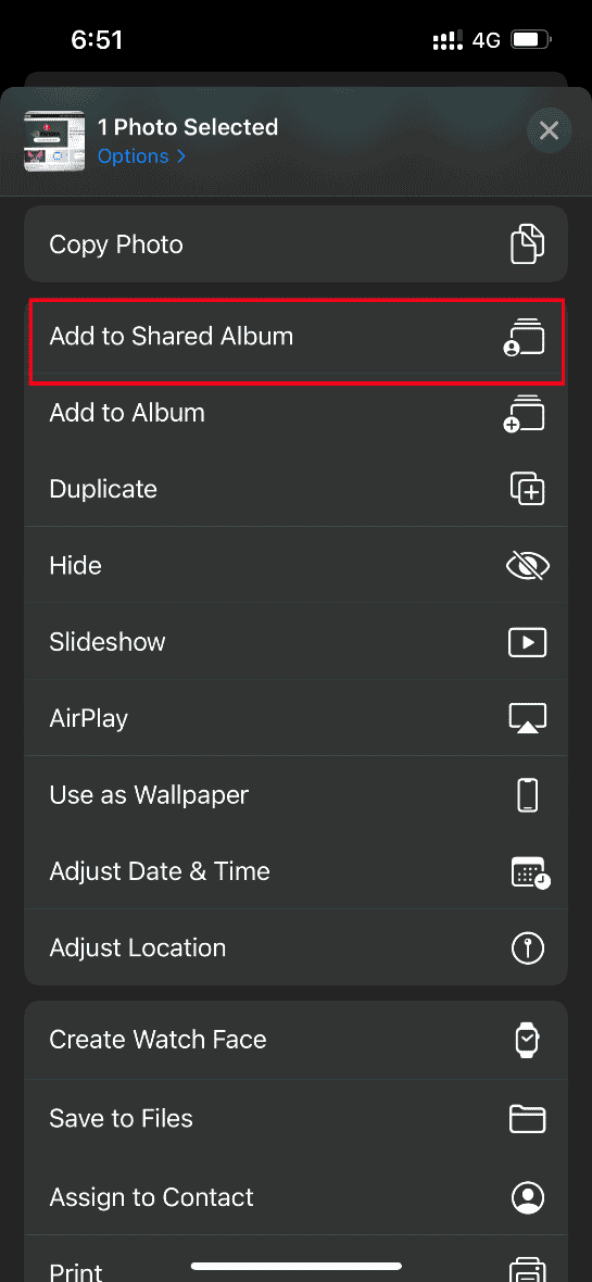 Toque em Adicionar ao álbum compartilhado