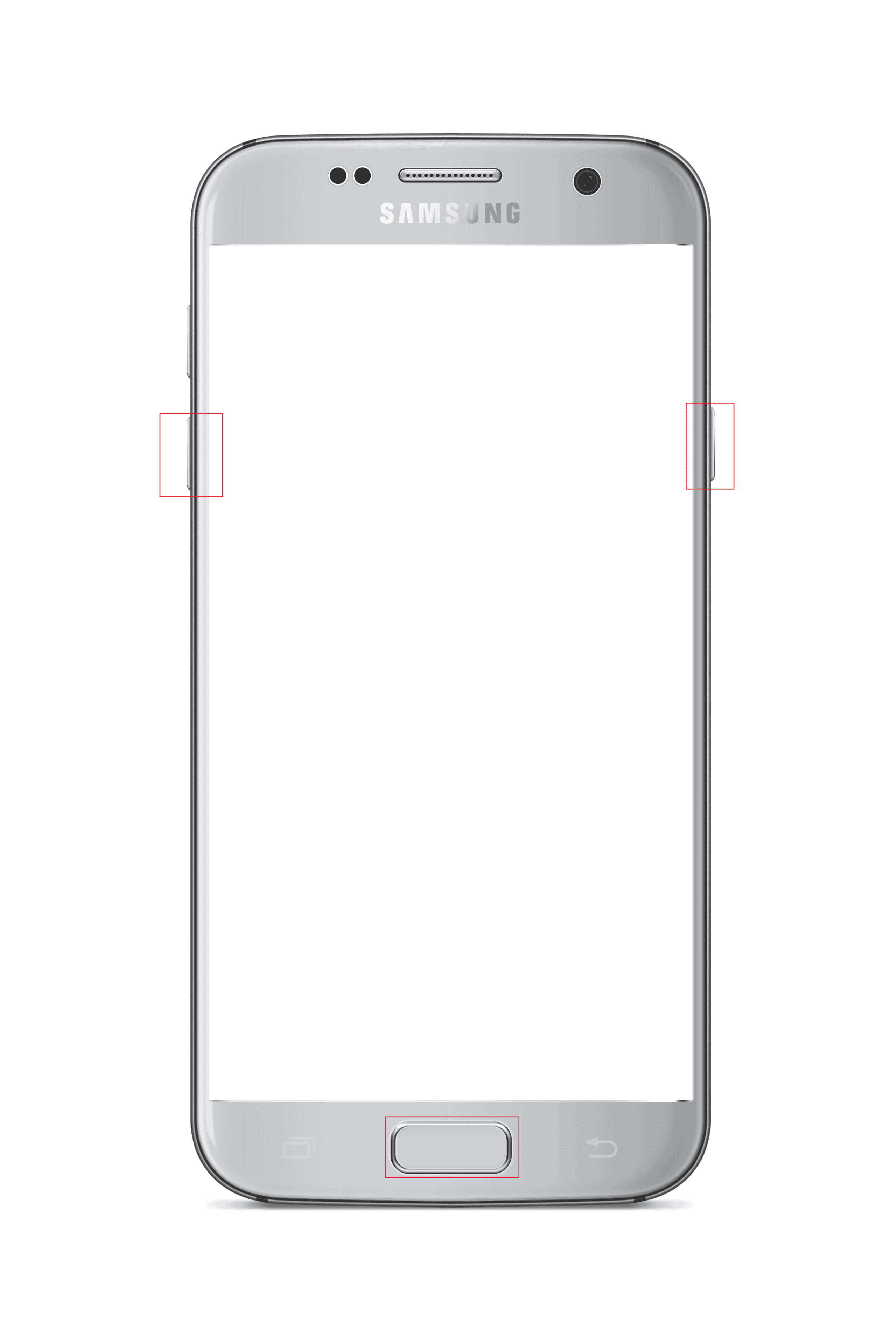 premere il tasto di riduzione del volume home e di accensione nel telefono Samsung