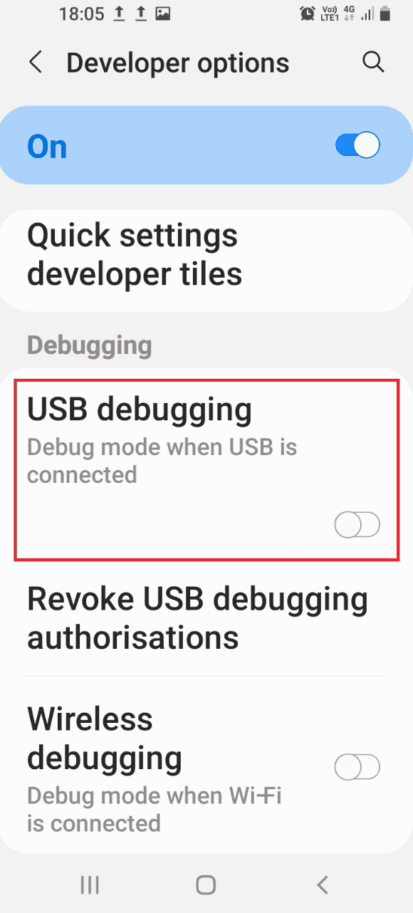 Attiva l'opzione Debug USB nella sezione Debug. Cos'è la modalità Odin sul telefono Samsung
