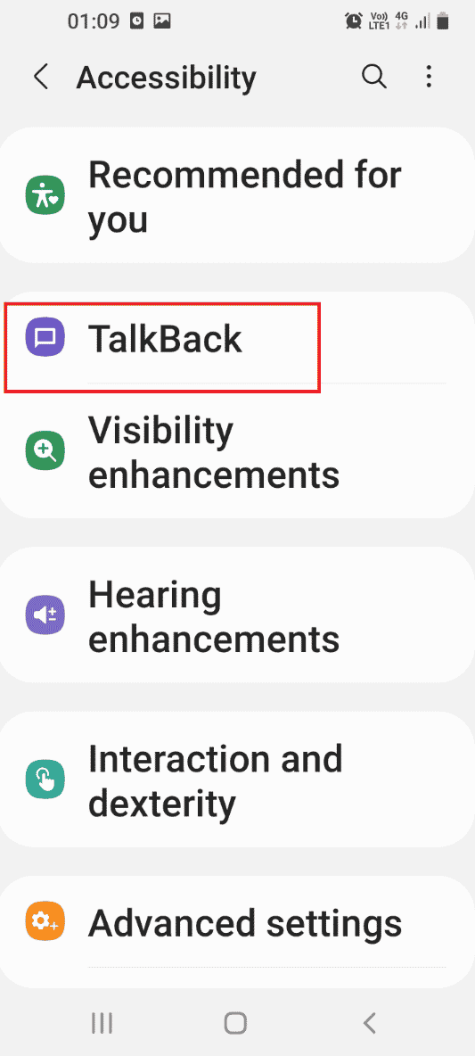 Tocca la scheda TalkBack
