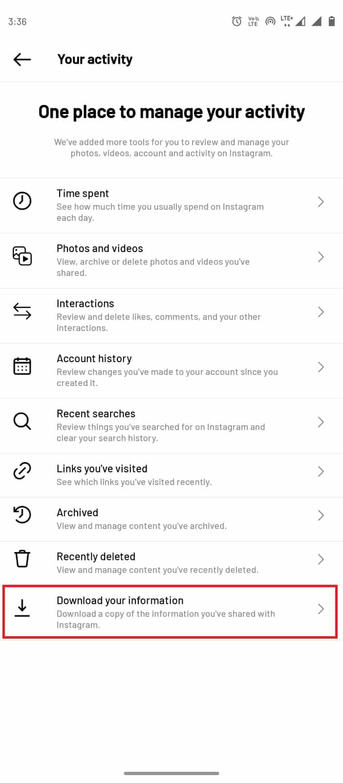 atingeți Descărcați informațiile dvs. Remediați eroarea de conectare necesară pentru feedbackul Instagram