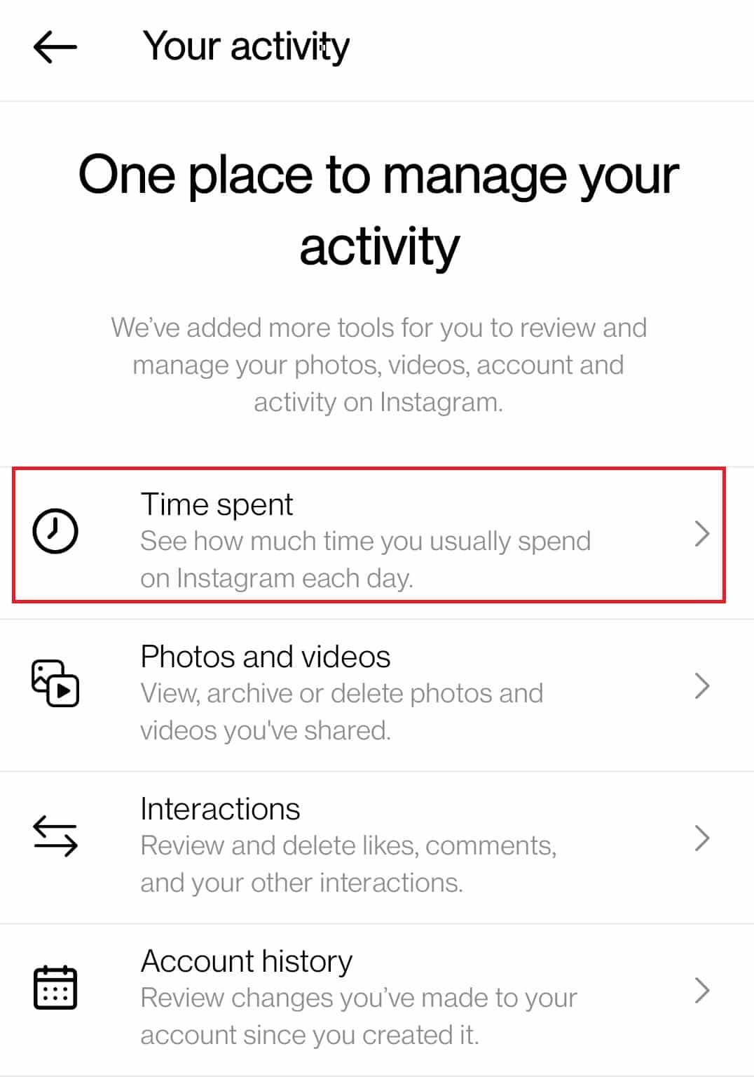 atingeți Timpul petrecut. Remediați eroarea de conectare necesară pentru feedbackul Instagram