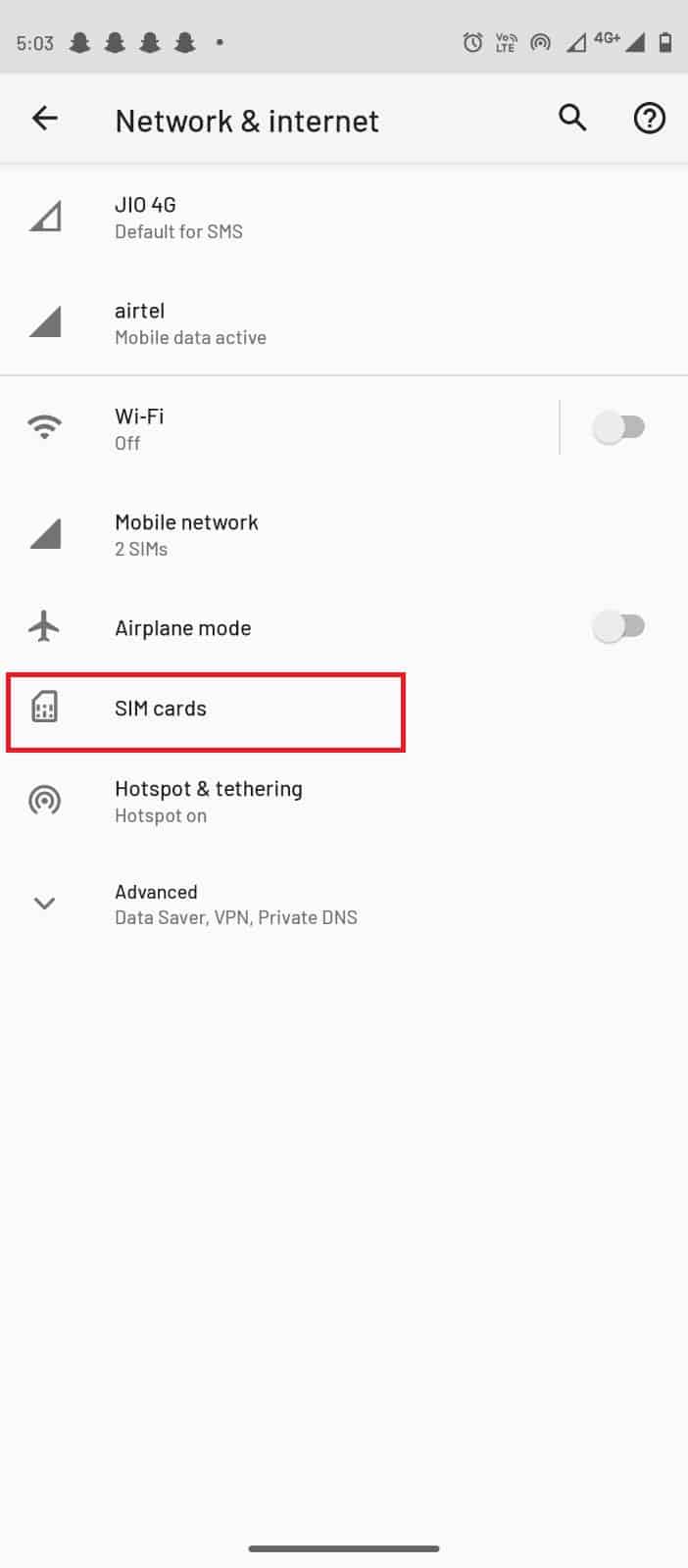atingeți cartelele SIM. Remediați eroarea de comentarii Instagram