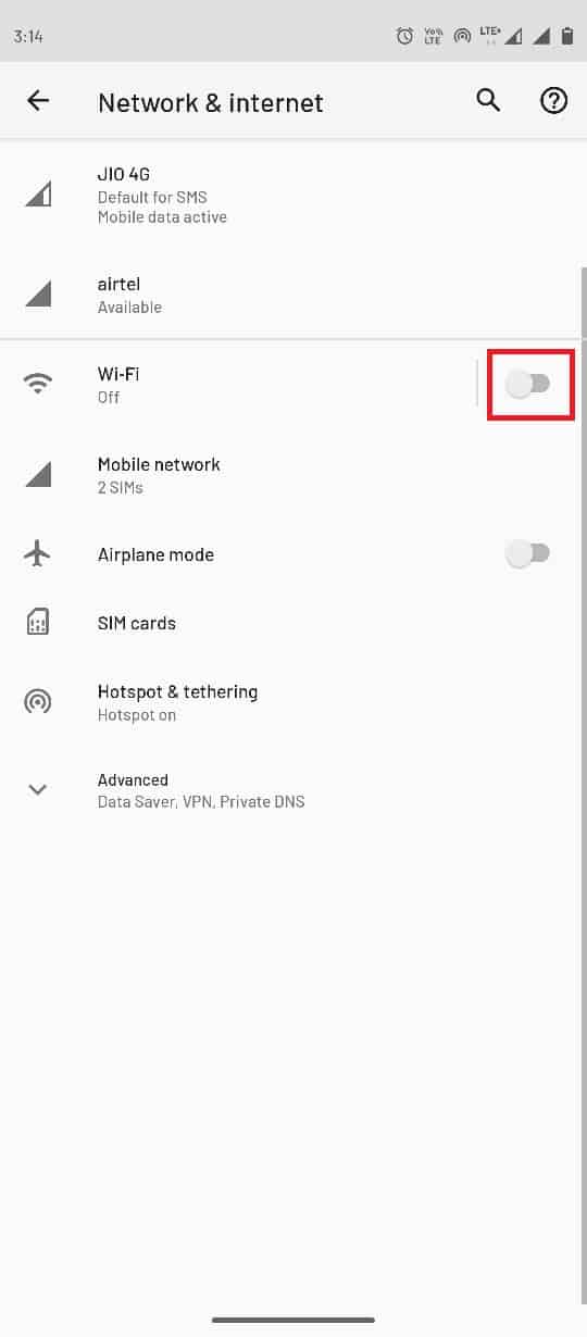 dezactivați comutatorul pentru WiFi. Remediați eroarea de conectare necesară pentru feedbackul Instagram