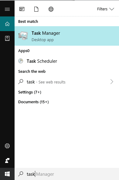 在 Windows 搜索中搜索任务管理器