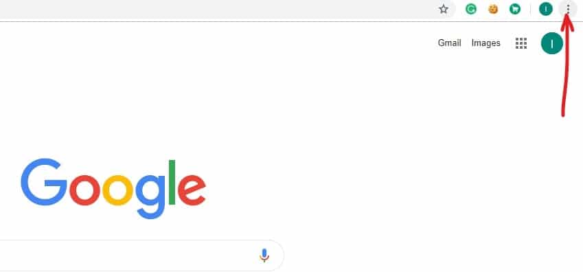 点击 Chrome 左上角的三个点图标