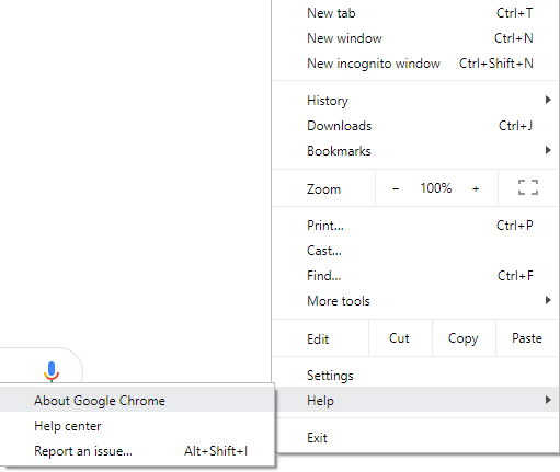 在帮助选项下,单击关于 Google Chrome