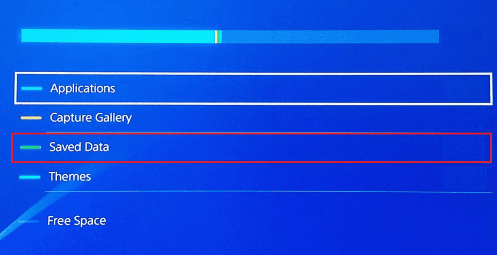 Sistem Depolama menüsünden Kayıtlı Verileri seçin PS4