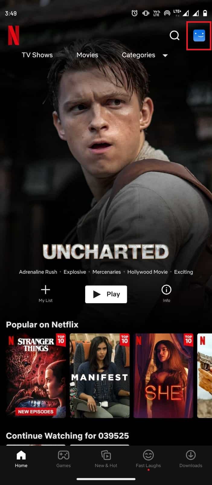 メニューオプションに移動します。 AndroidでNetflixのCookieを削除する方法
