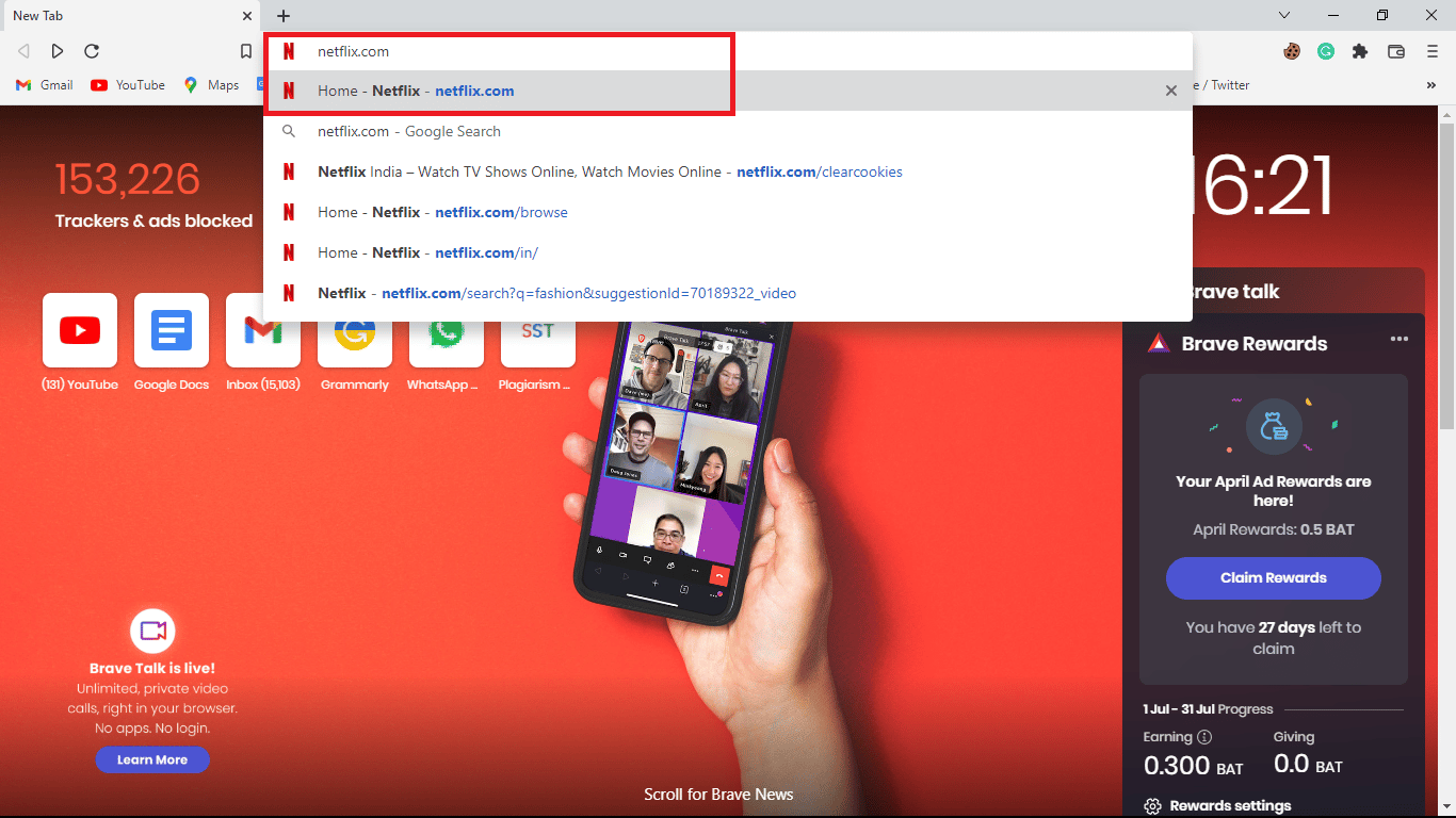 検索バーに「Netflix.com」と入力します。 AndroidでNetflixのCookieを削除する方法