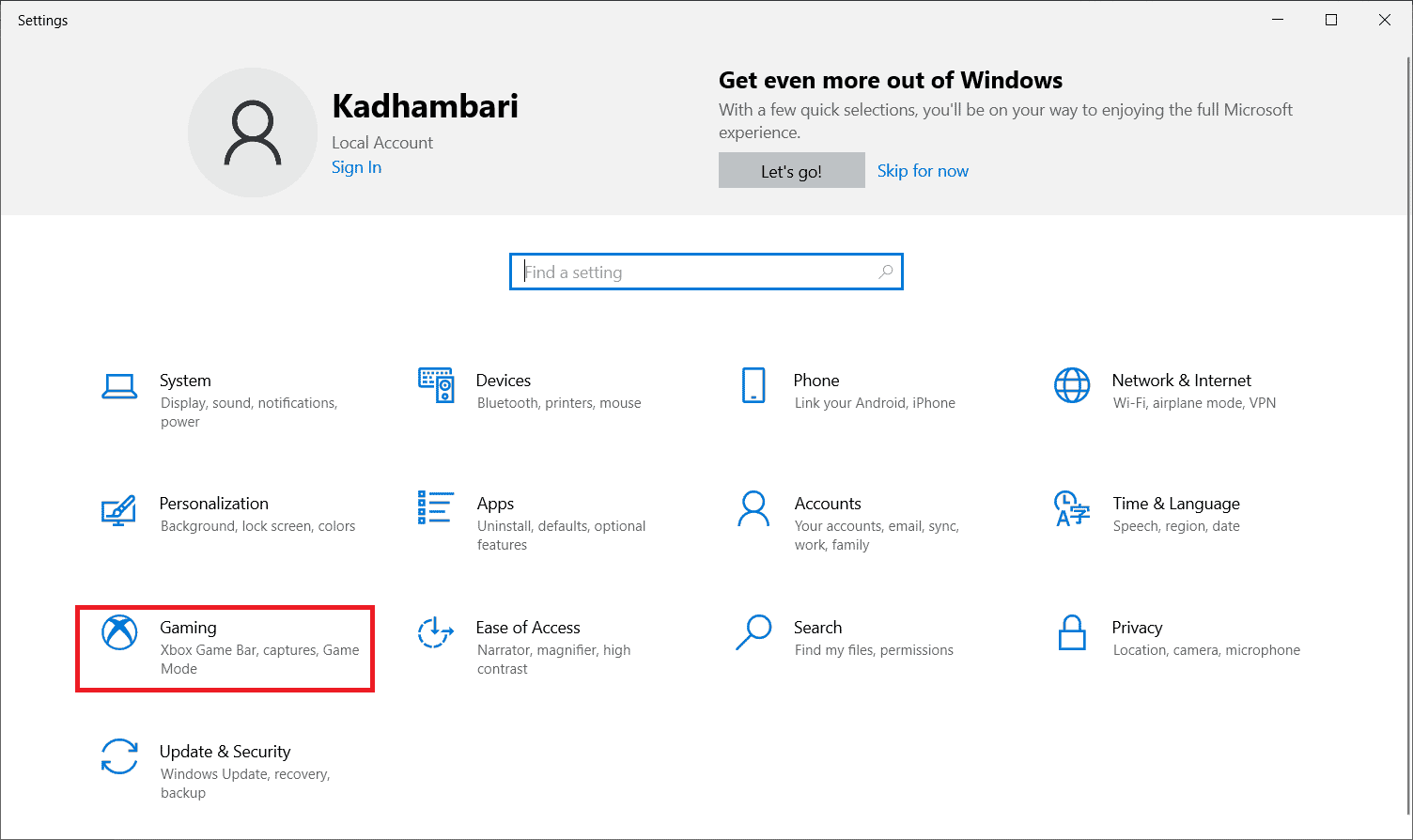 PC設定ページでゲームを選択します。 Windows10の起動時にGTA5がクラッシュする問題を修正