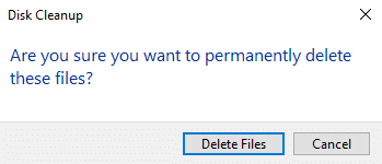 点击删除文件|删除 Windows 10 中的临时文件