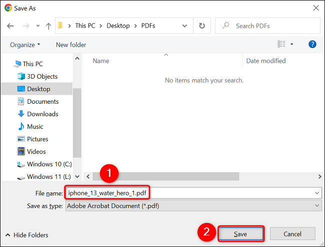 画像のPDFバージョンをWindowsに保存します。