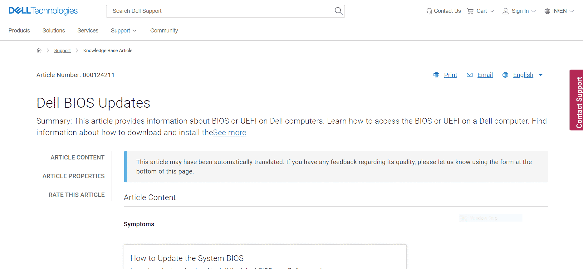 Dell NIOS güncelleme sayfası. Açıldığında Dell 5 Bip Sesini Düzeltin