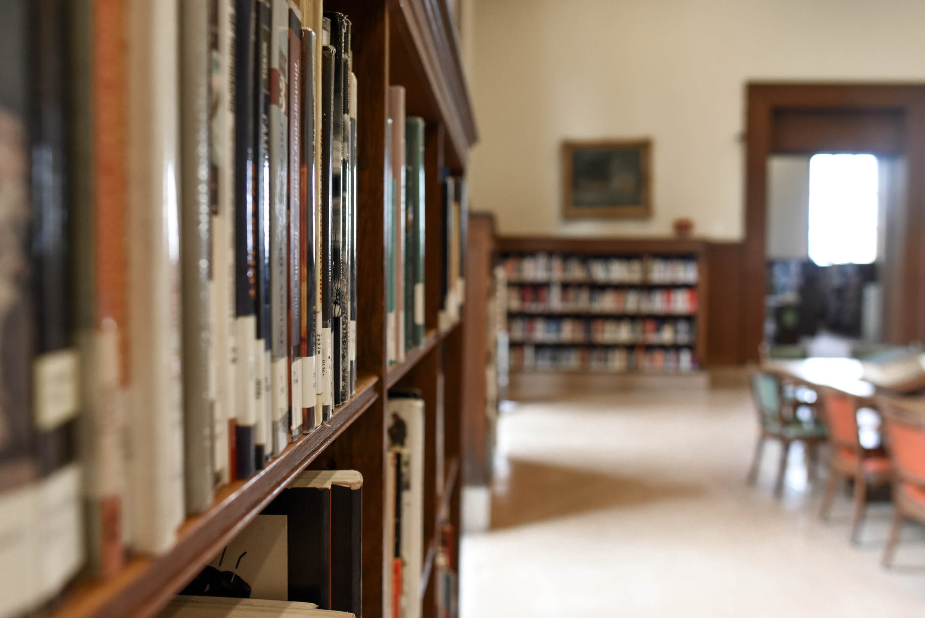 fotografia de foco seletivo de estante com livros