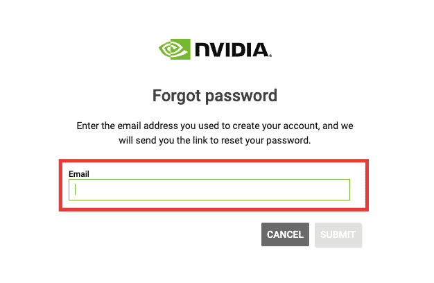 Masukkan alamat email Anda untuk menerima tautan setel ulang akun. Perbaiki Akun Pengguna Nvidia Terkunci