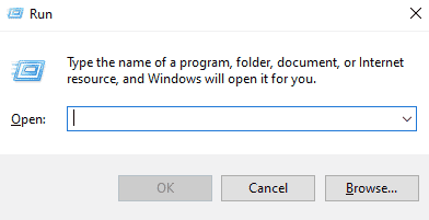 tekan tombol windows dan R bersama-sama untuk meluncurkan kotak dialog run