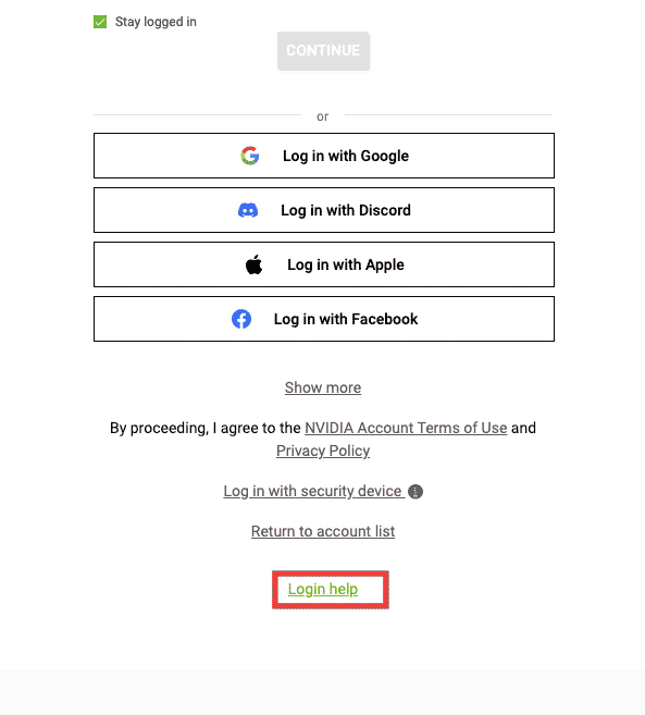 klik bantuan masuk. Perbaiki Akun Pengguna Nvidia Terkunci