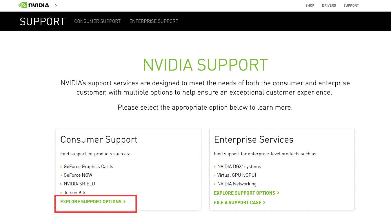 klik jelajahi opsi dukungan. Perbaiki Akun Pengguna Nvidia Terkunci