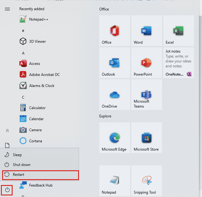 Plusieurs options comme Sleep Shut down and Restart