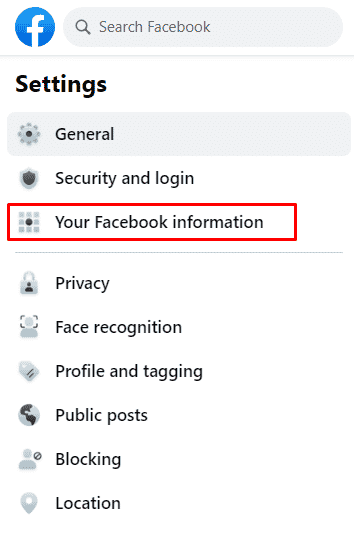 klik Informasi Facebook Anda