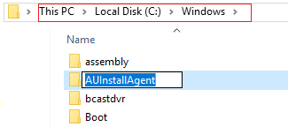 قم بإنشاء مجلد يسمى AUInstallAgent