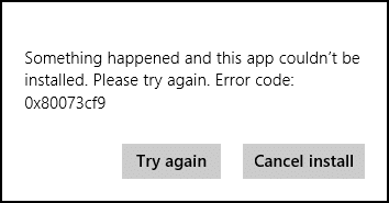 Windows 10 Mağaza Hatasını Düzeltin 0x80073cf9