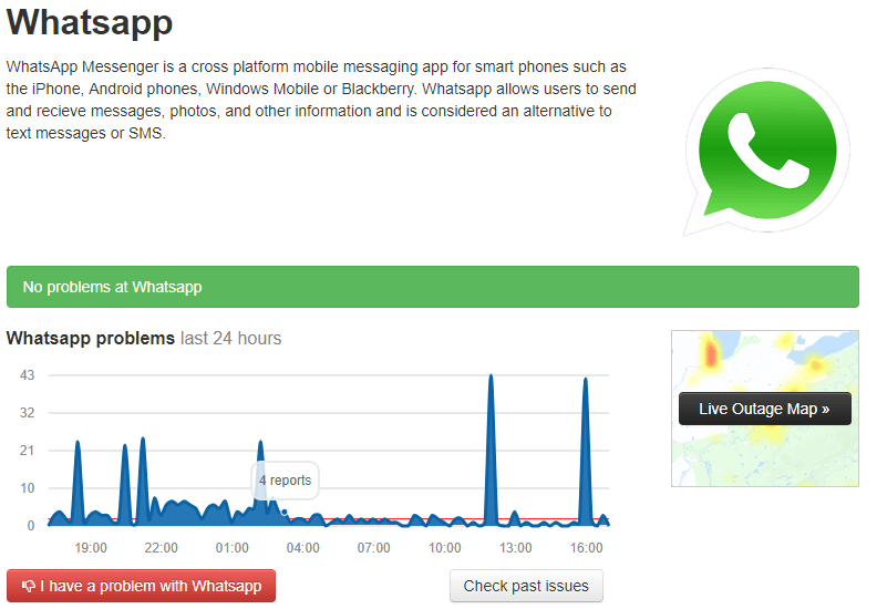 检查 WhatsApp 是否已关闭 |修复 WhatsApp Web 无法正常工作