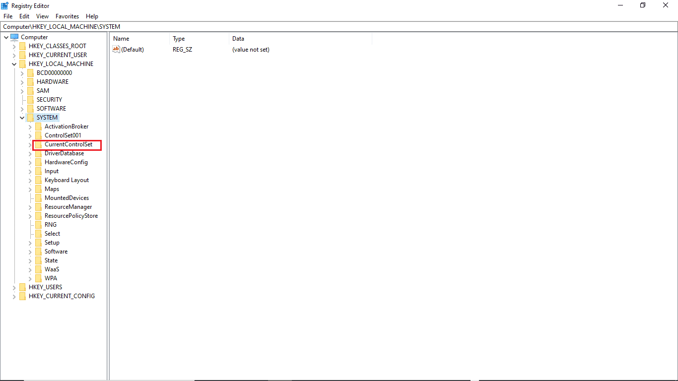 انتقل إلى مجلد مفتاح CurrentControlSet. إصلاح خطأ تحديث Windows 10 0xc1900204