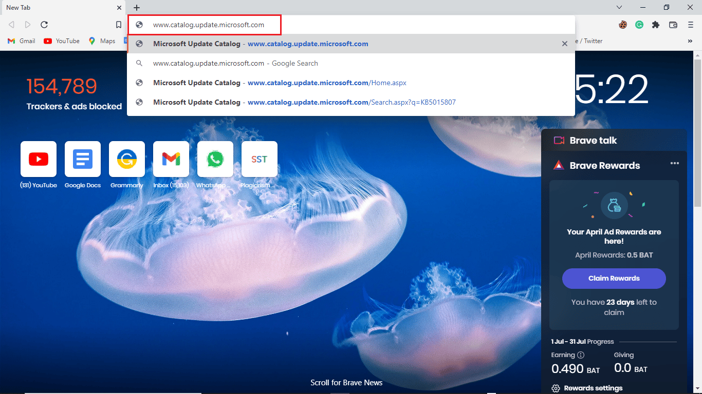 اكتب ارتباط موقع الويب الخاص بفهرس Microsoft في شريط البحث