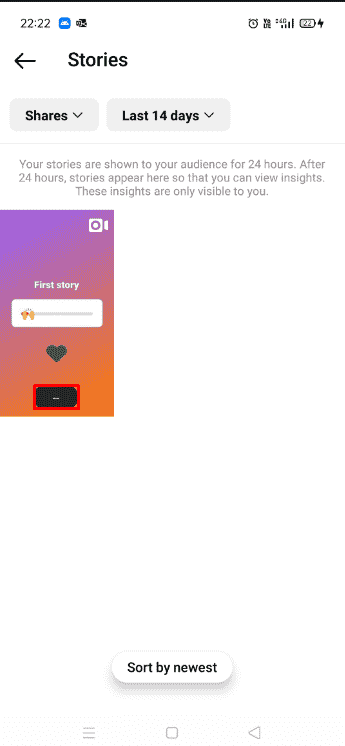 Wählen Sie die gewünschte Geschichte aus. Sie finden ein schwarzes rundes Kästchen mit einer Zahl, die die Anzahl der Aktien angibt | So sehen Sie, wer Ihre Instagram-Story geteilt hat