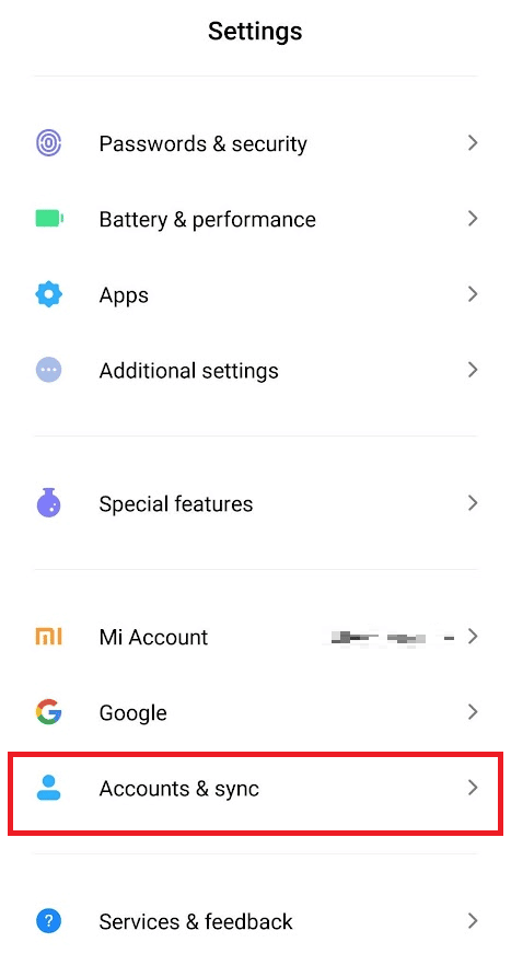 アカウントと同期オプションをタップします| AndroidのGooglePlayエラーコード495を修正