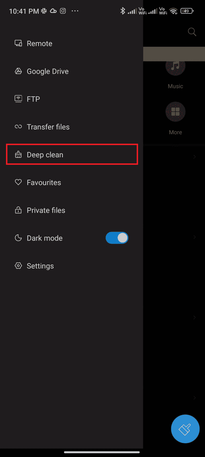 次に、[ディープクリーン]をタップします| AndroidのGooglePlayエラーコード495を修正