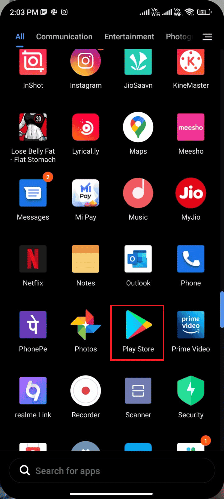 ホーム画面からPlayストアをタップします