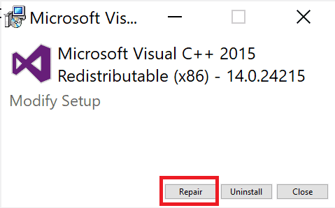 fare clic su Ripara. Correggi l'errore Origin 0xc00007b in Windows 10