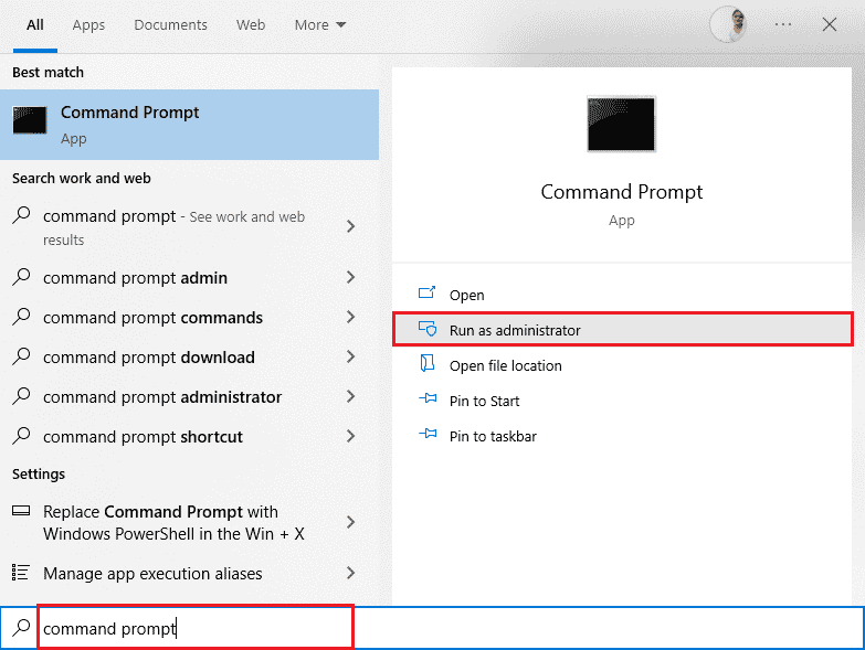 apri il prompt dei comandi come amministratore