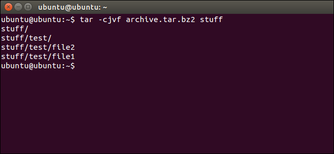Terminalul rulează compresia bzip2 în loc de gzip.