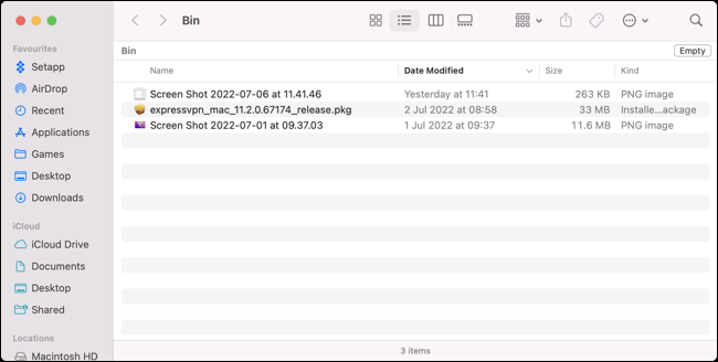 macOS Çöp Kutusu