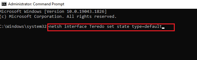 netshインターフェイスを入力しますTeredosetstate type = default
