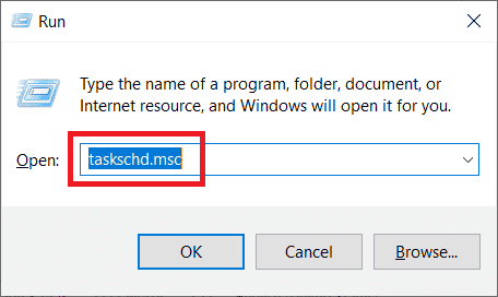 Ketik taskchd.msc dan tekan Enter. Perbaiki Kesalahan di wsclient.dll di Windows 10
