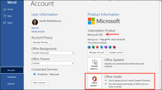 Produk Berlangganan Microsoft 365 di Windows