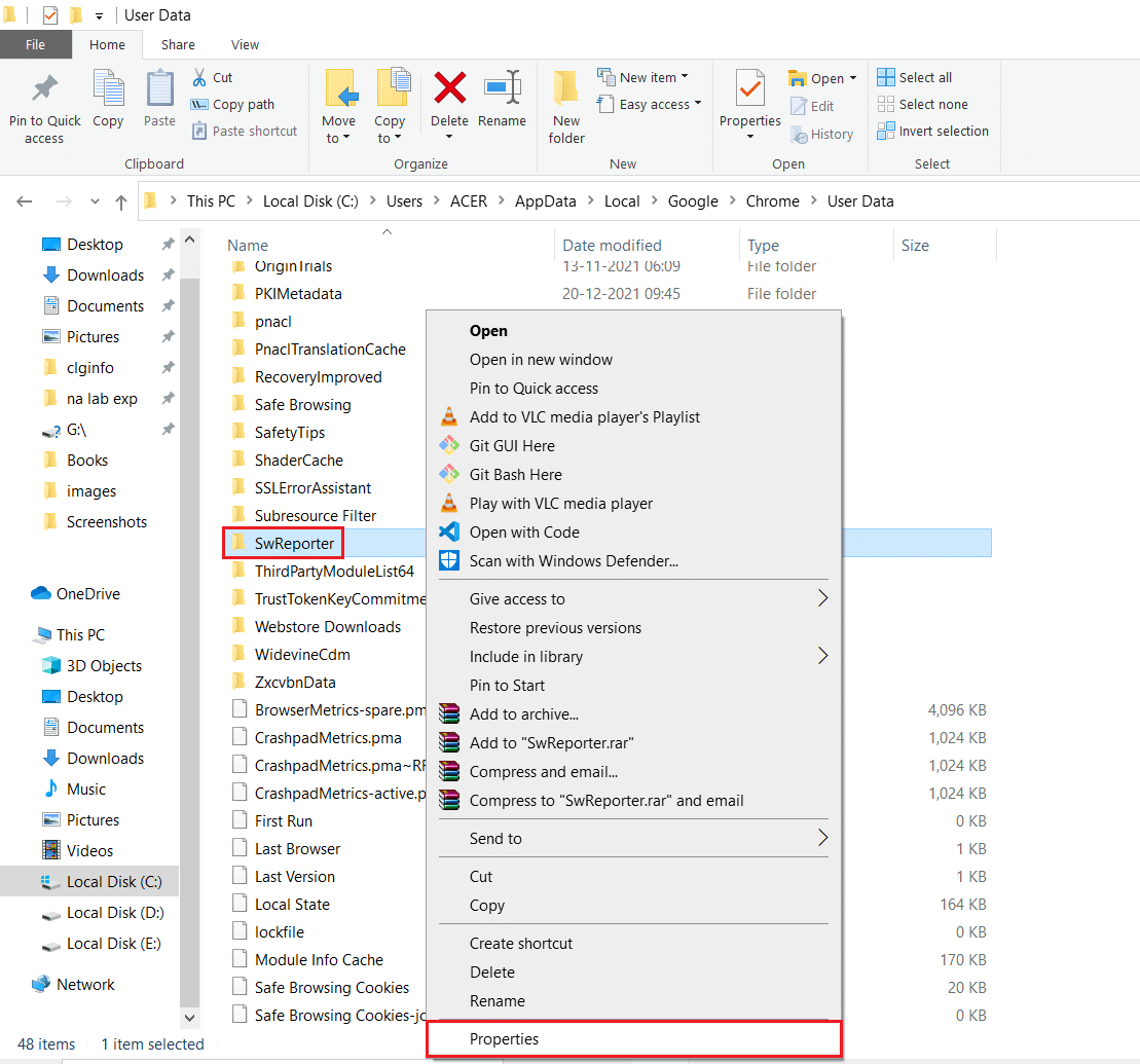 klik kanan pada SwReporter dan pilih opsi properti di folder appdata