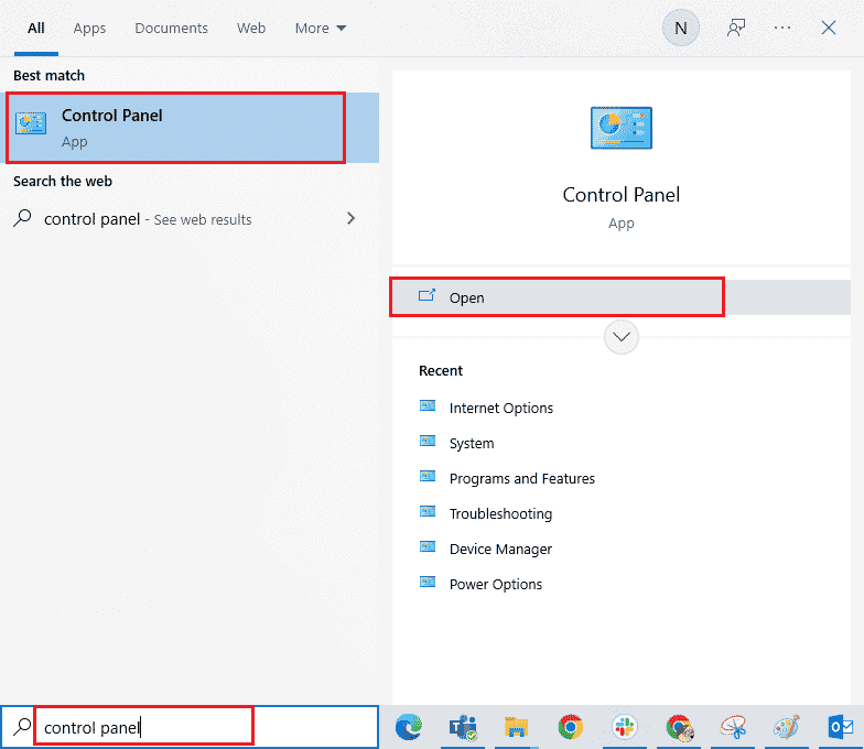 buka Panel Kontrol. Perbaiki Kesalahan Asal 65546:0 di Windows 10