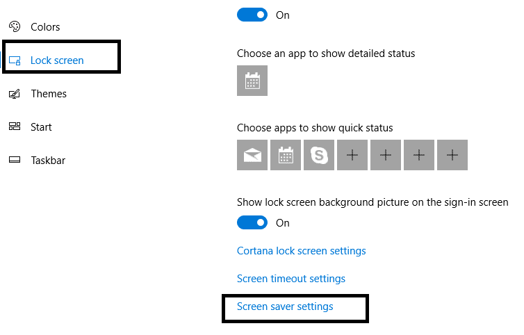 En la parte inferior de la pantalla, navegue por la opción Configuración del protector de pantalla