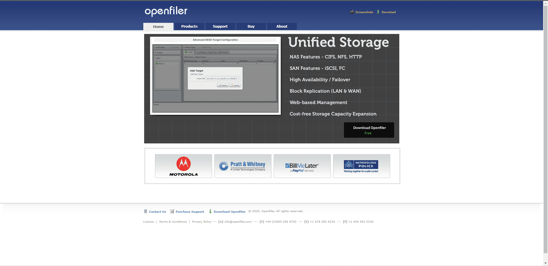 Openfilerの公式ウェブサイト