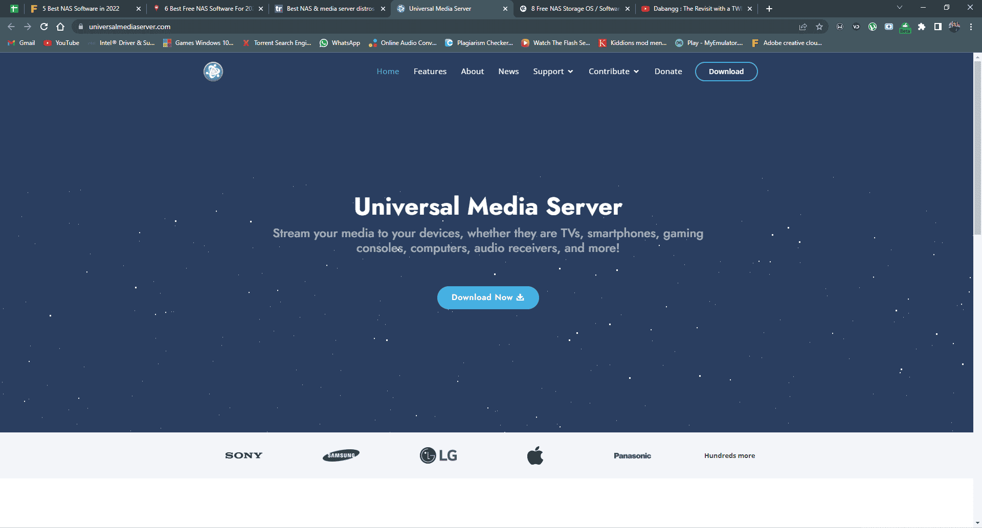 ユニバーサルメディアサーバーの公式ウェブサイト。最高の無料NASソフトウェア
