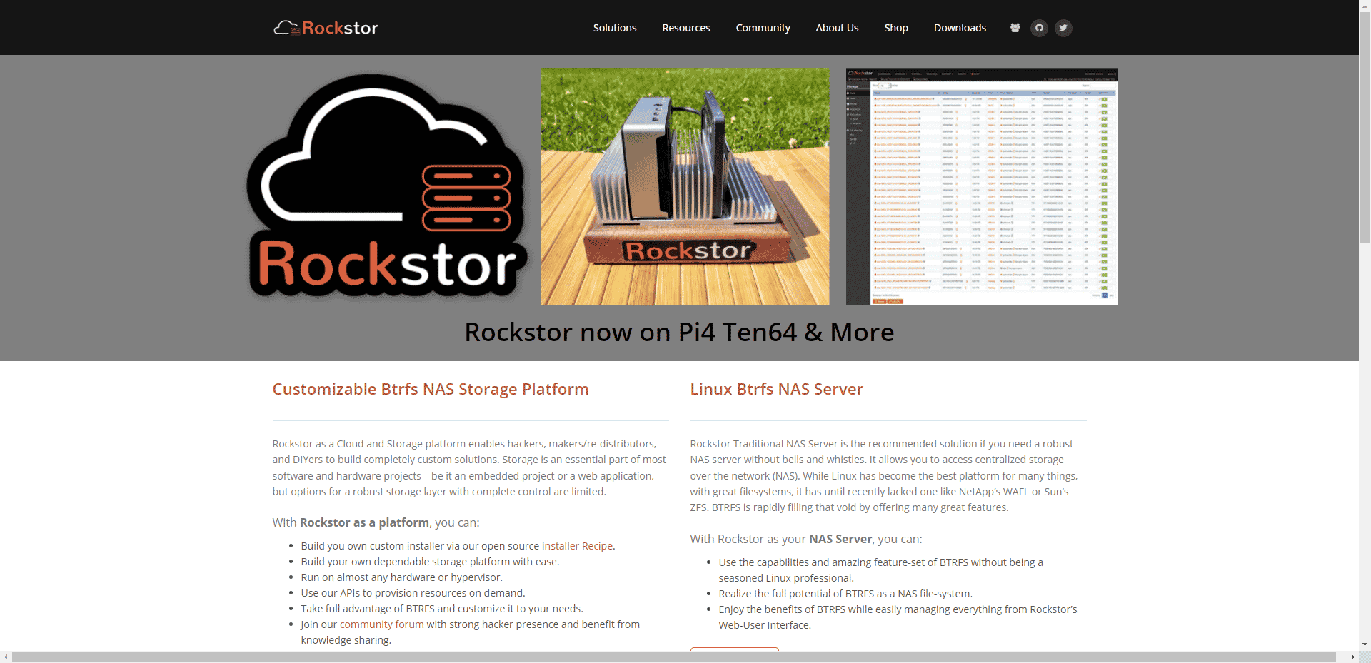 Rockstorの公式ウェブサイト。最高の無料NASソフトウェア