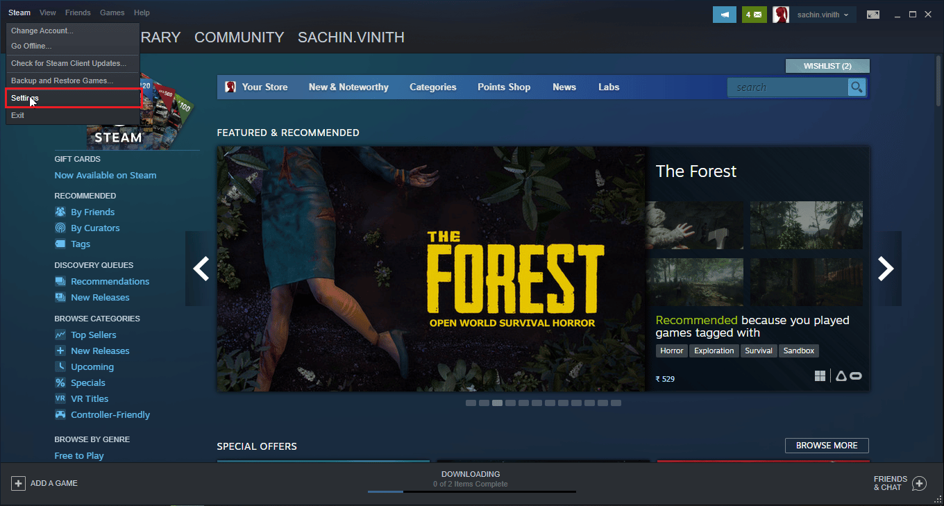 klik pengaturan di steam. Cara Membuat Steam Hapus Simpanan Cloud