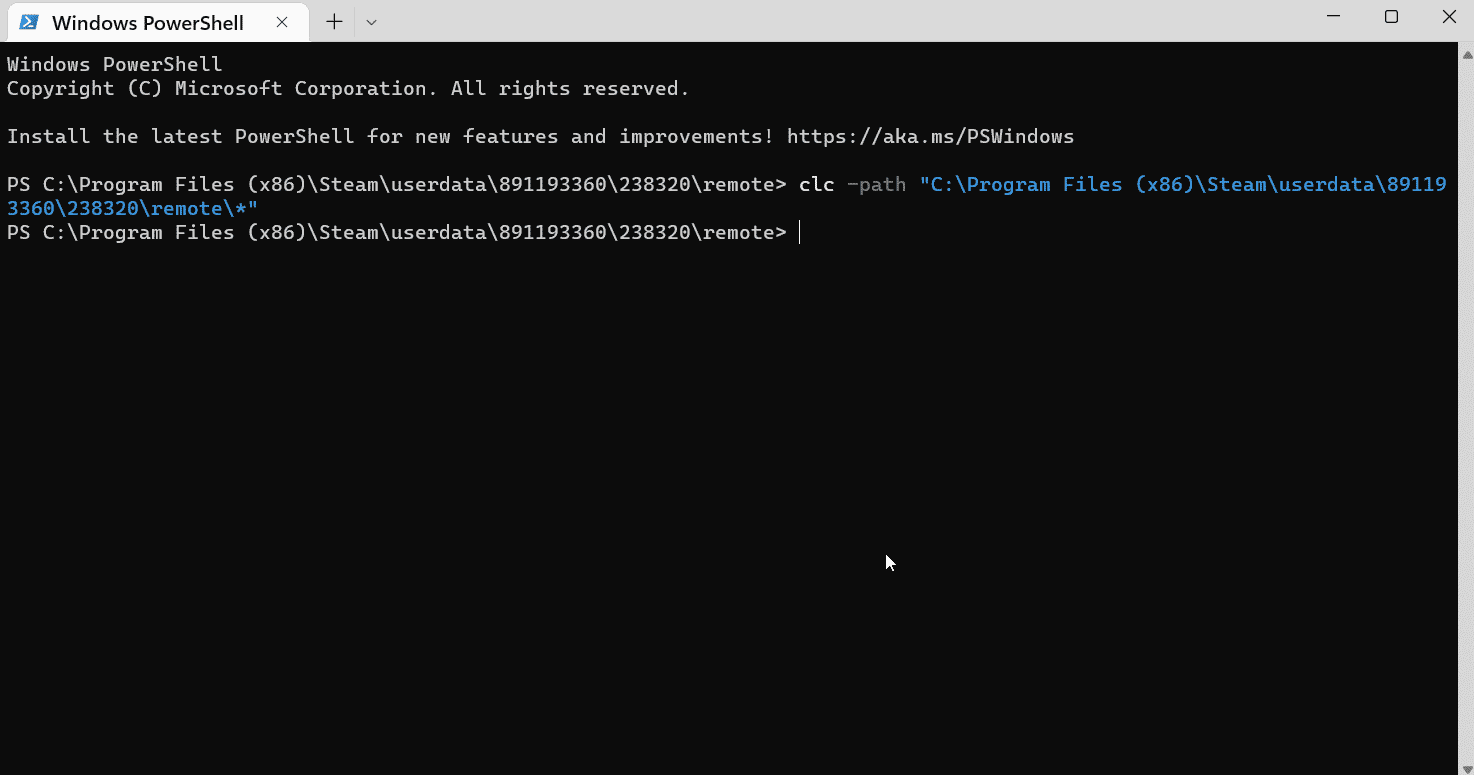 perintah windows powershell berhasil